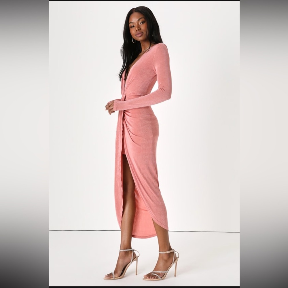 Lulus Major Icon Light Pink Long Sleeve Backless Bodycon Maxi Dress - Picture 3 of 5
